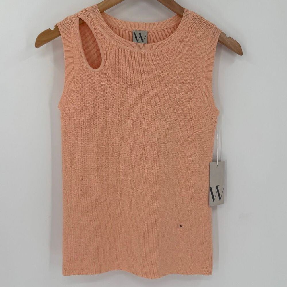 Worthington Knit Sleeveless Sweater Tank Peach Parfait Women Small Stretch NWT